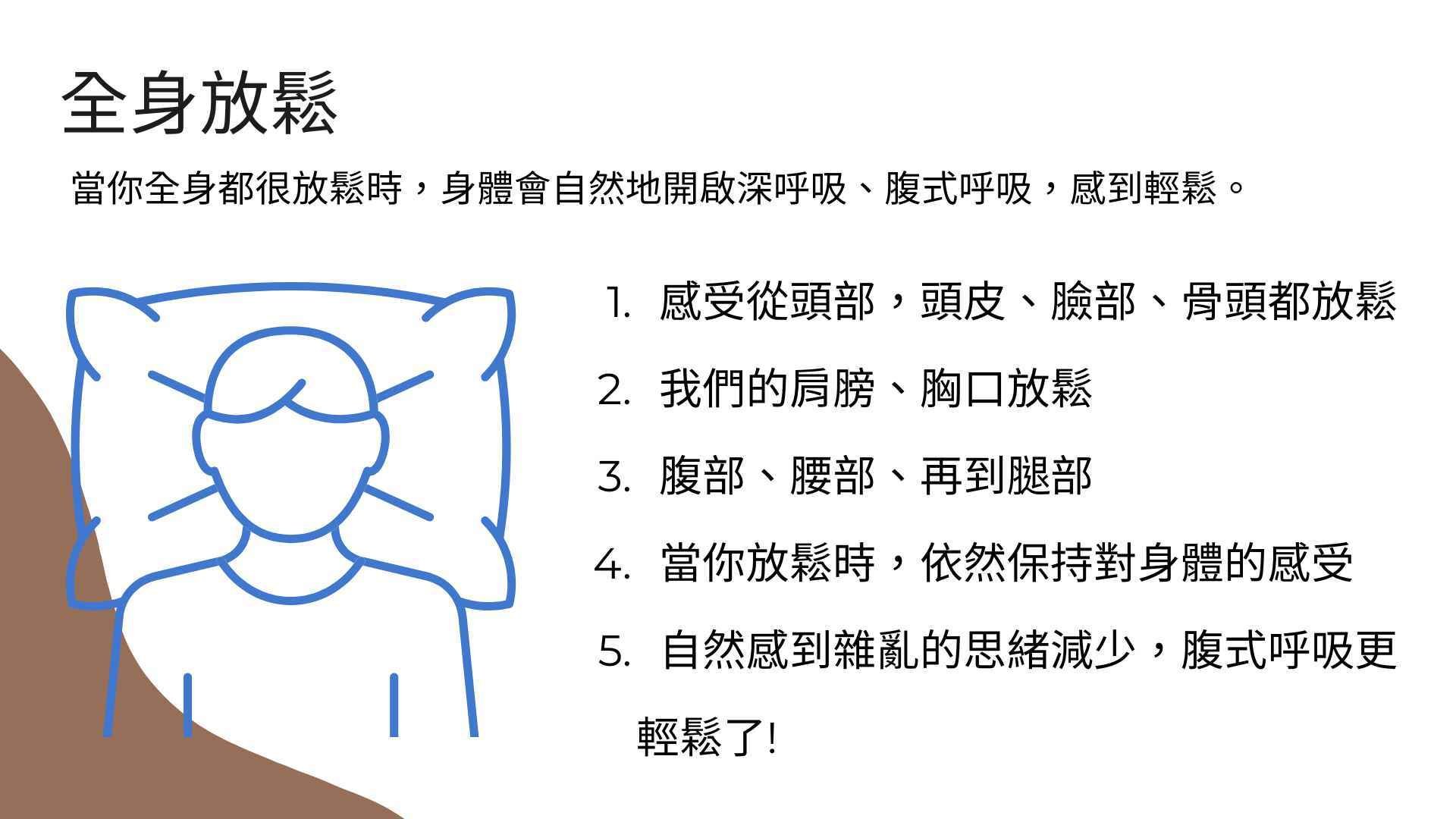 身體掃描、全身放鬆的部分